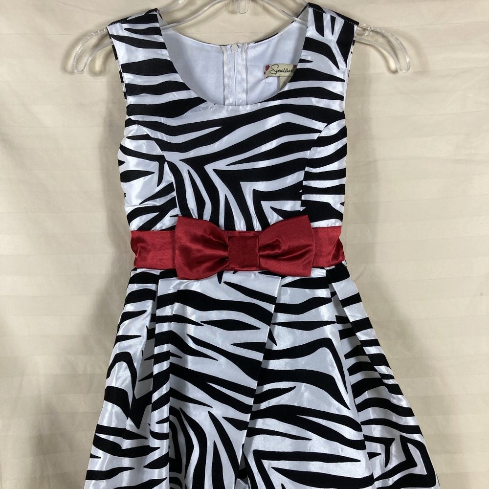 SPEECHLESS zebra animal print holiday party Christmas dress girls size 7
